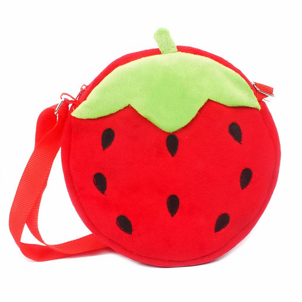 Sac à dos fraise en peluche pour enfants - rouge