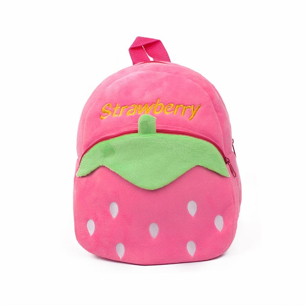 Sac à dos en peluche de fraise rose ou rouge - rose