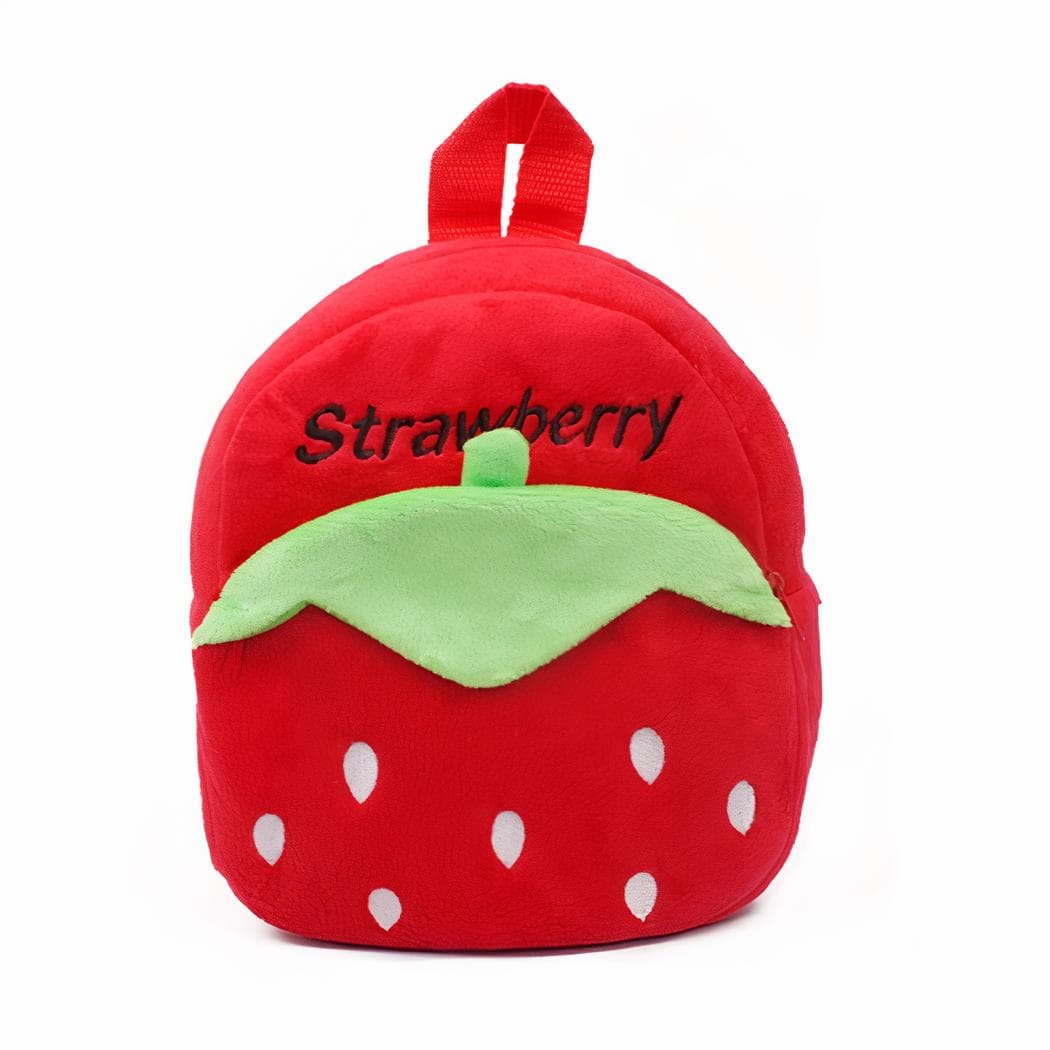 Sac à dos en peluche de fraise rose ou rouge - rouge
