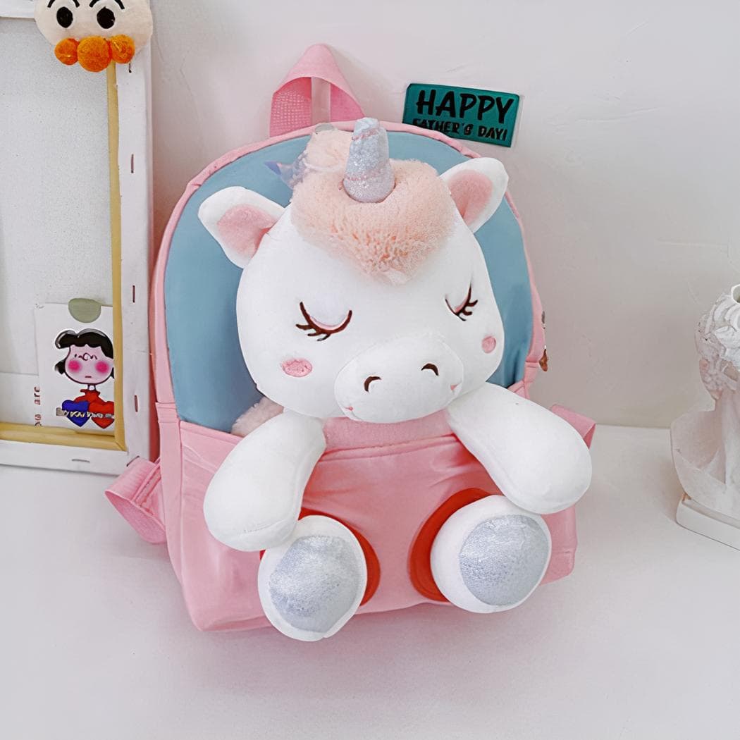 Sac à dos licorne en peluche pour enfants - bleu
