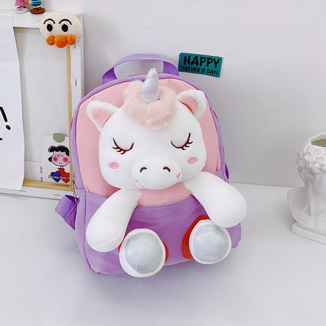 Sac à dos licorne en peluche pour enfants - violet