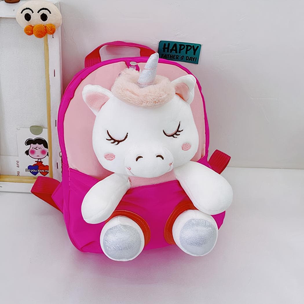 Sac à dos licorne en peluche pour enfants - rose