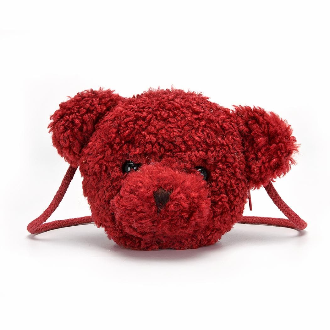 Sac à bandoulière avec ourson en peluche pour enfants - rouge