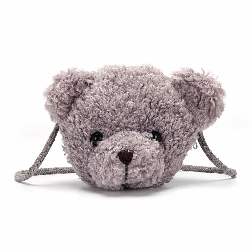 Sac à bandoulière avec ourson en peluche pour enfants - gris