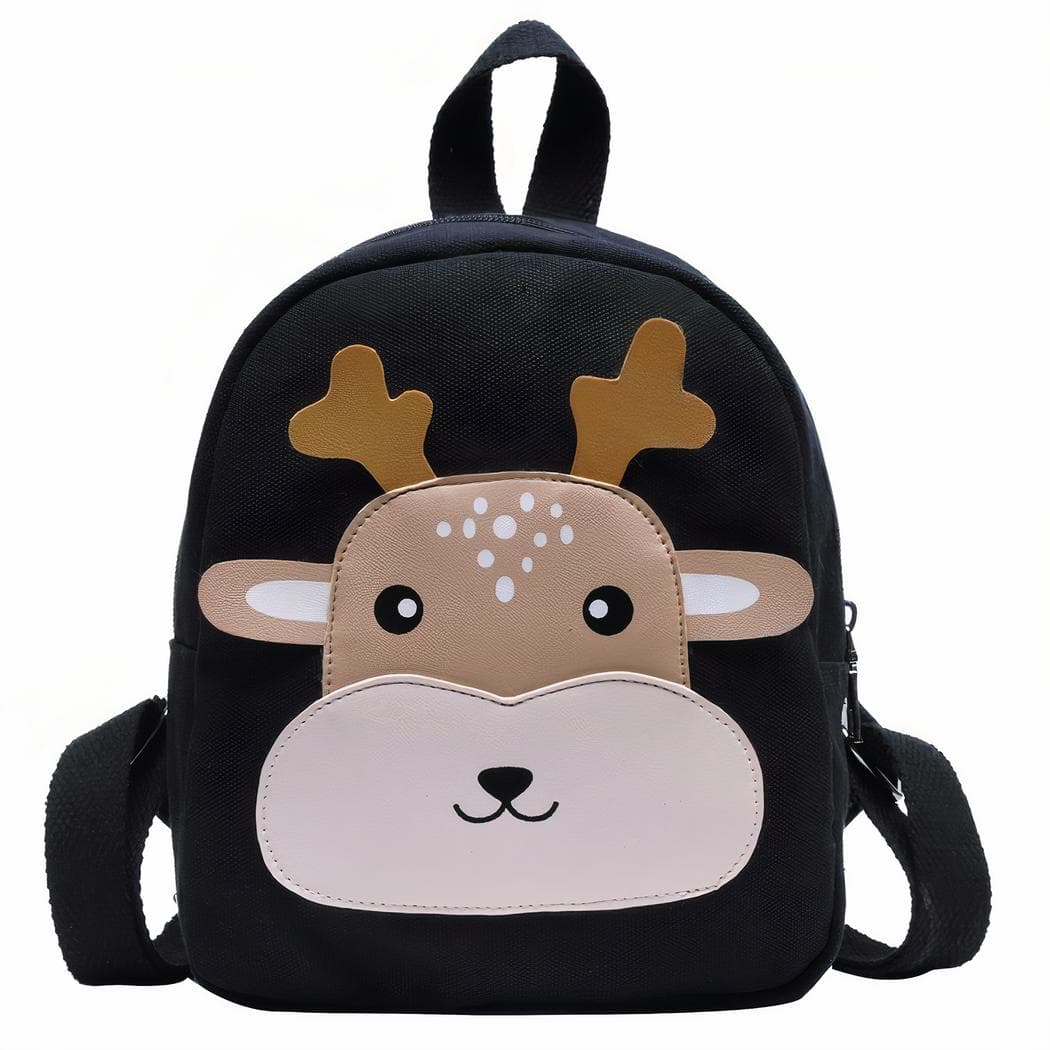 Sac à dos d'école avec son petit cerf pour enfants - noir