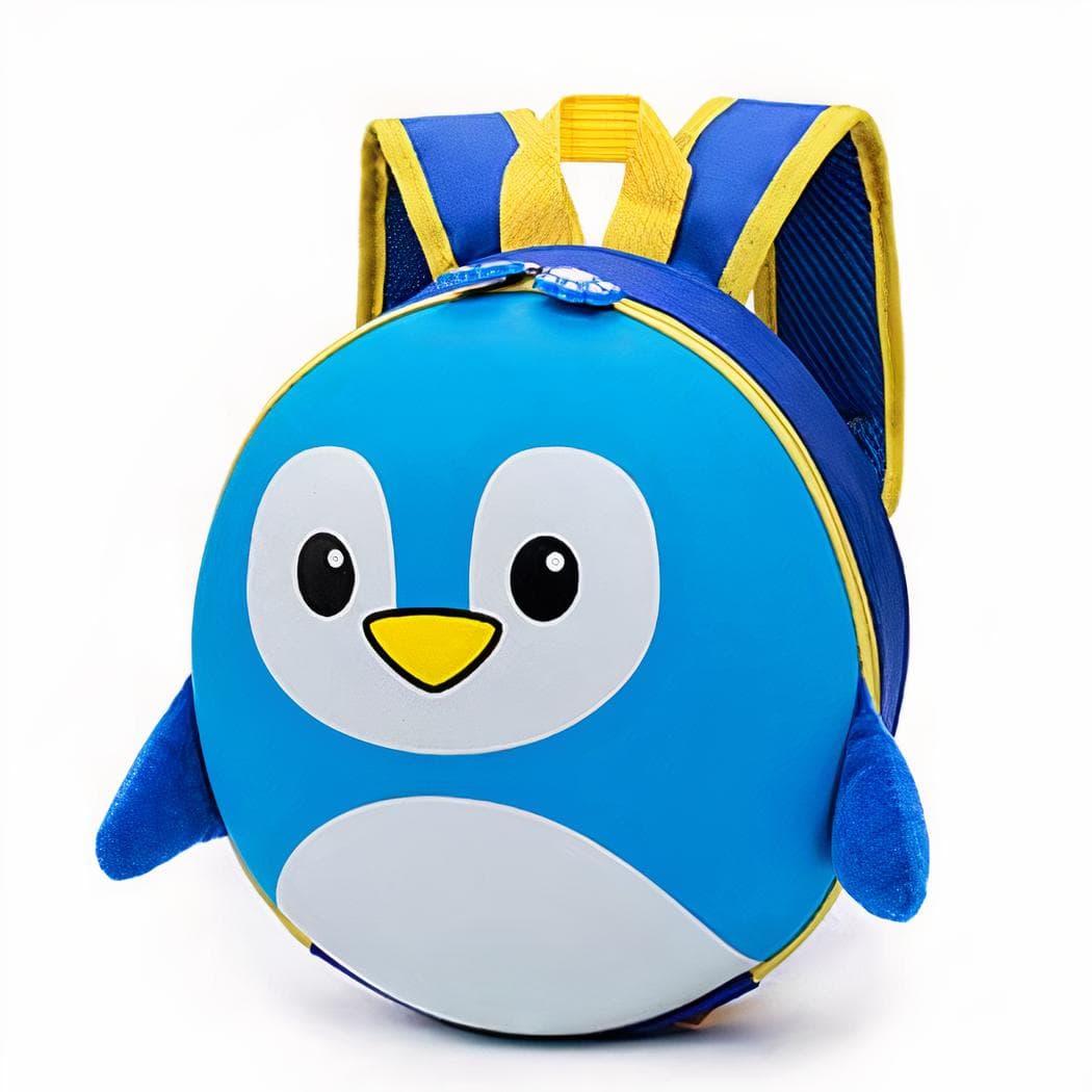 Sac à dos pingouin en coque rigide pour enfants - bleu