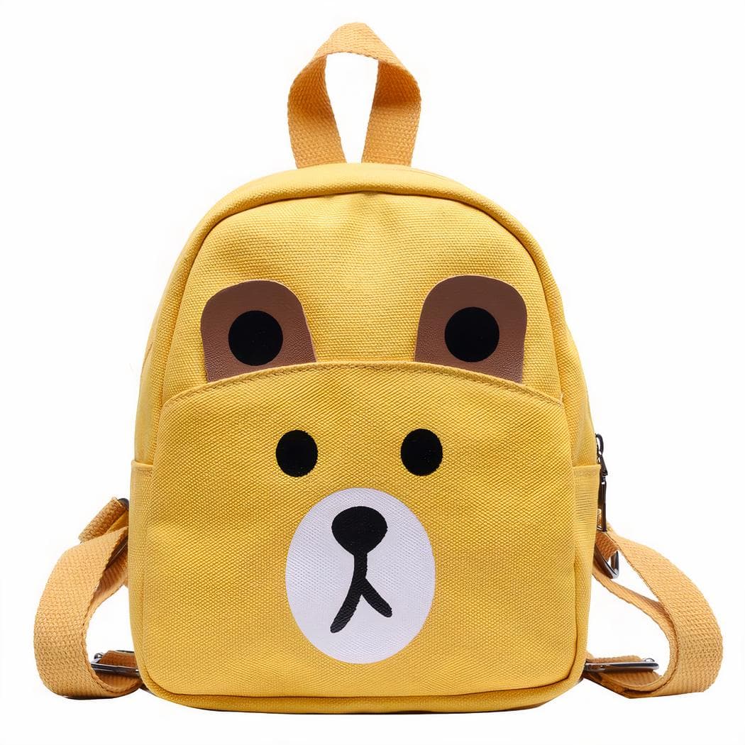 Sac à dos d'école avec tête d'ourson pour enfants - jaune