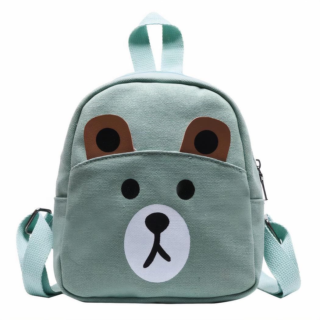 Sac à dos d'école avec tête d'ourson pour enfants - vert