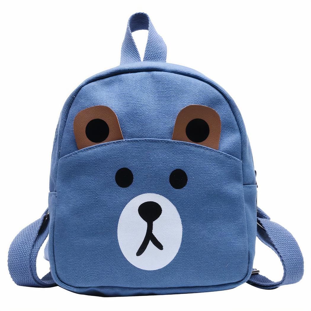 Sac à dos d'école avec tête d'ourson pour enfants - bleu