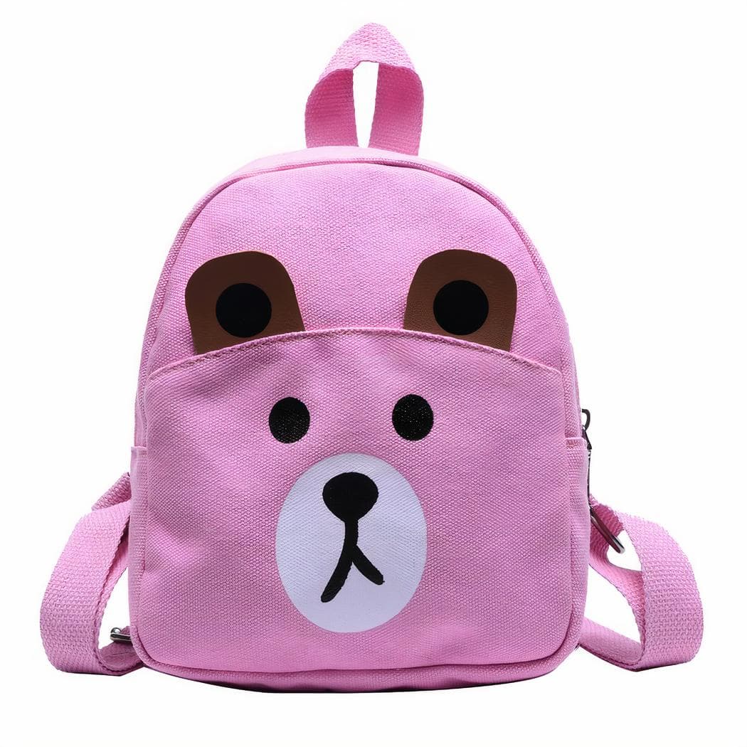 Sac à dos d'école avec tête d'ourson pour enfants - rose