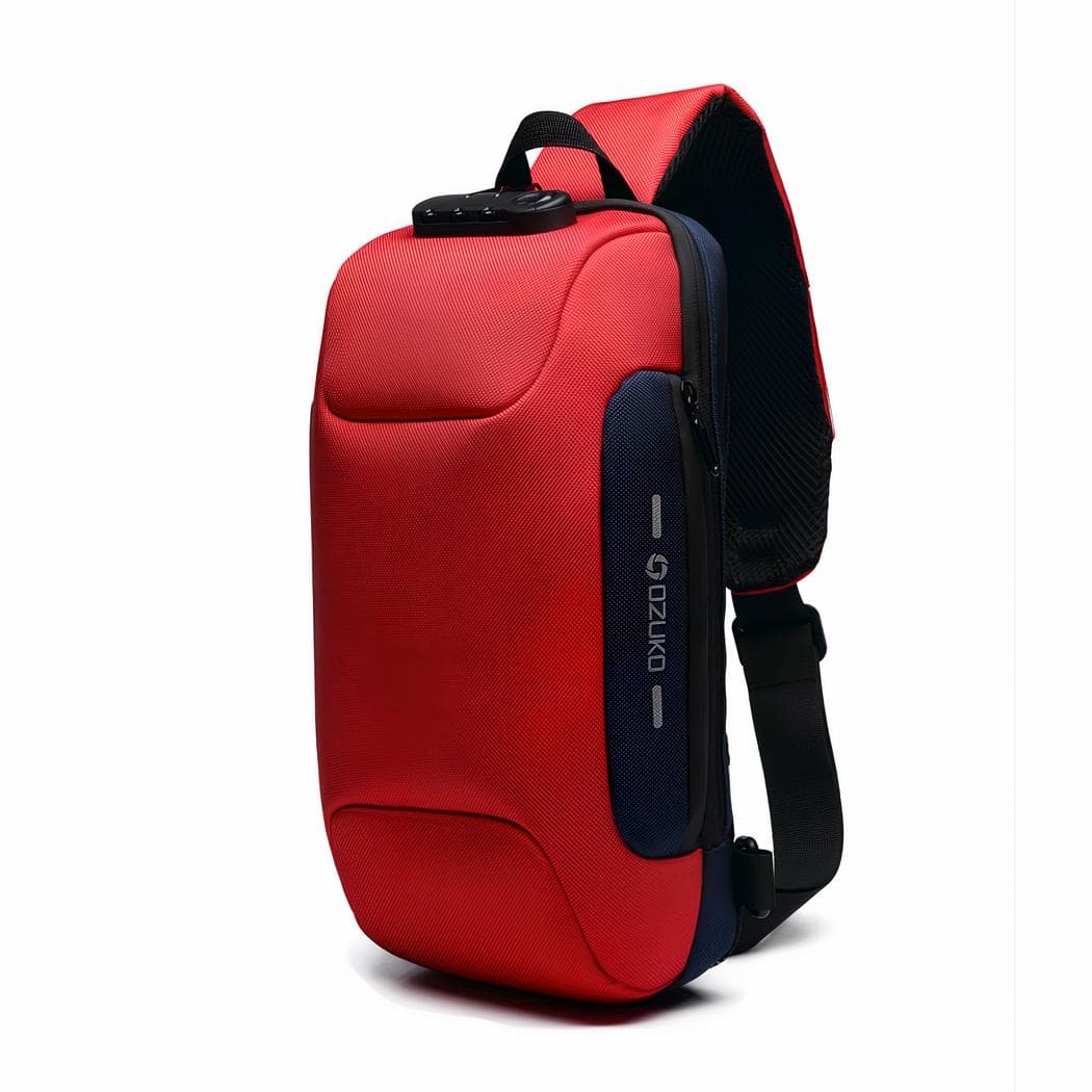 Sac à bandoulière avec antivol - rouge,l