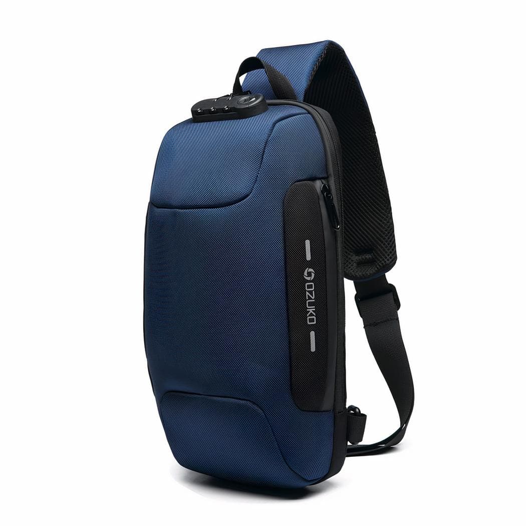 Sac à bandoulière avec antivol - bleu,l