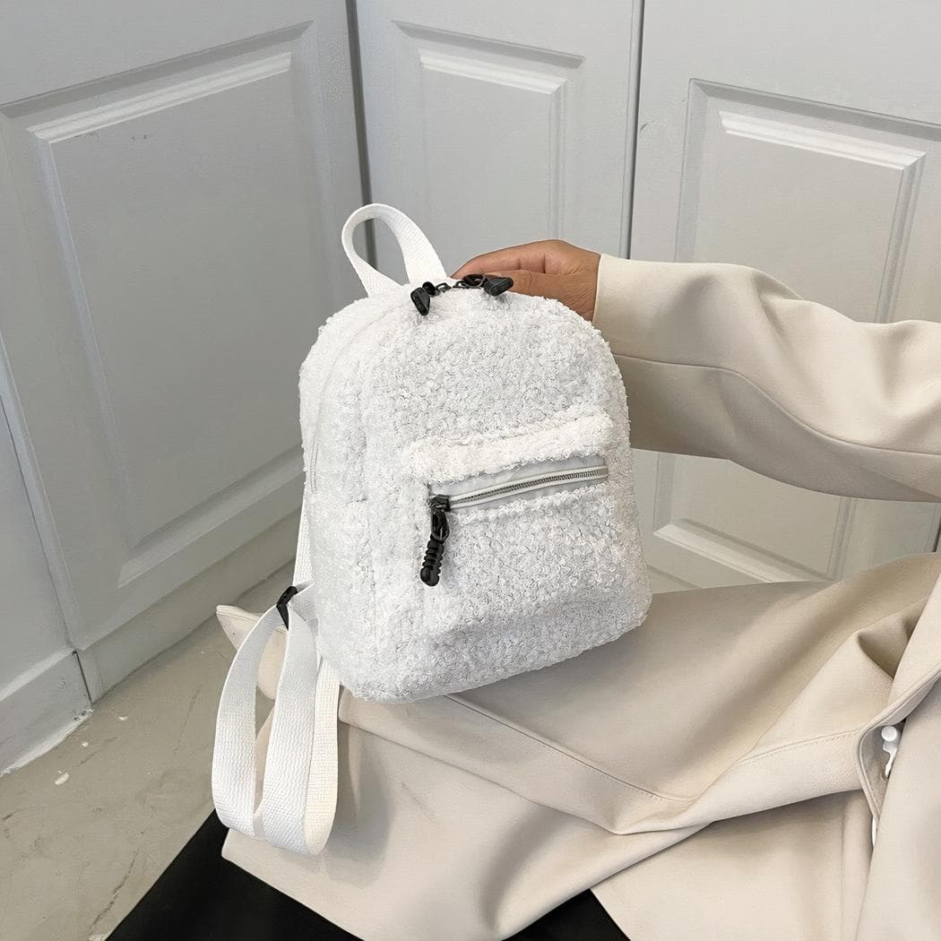 Petit sac à dos en tissu doux avec bretelles réglables - blanc