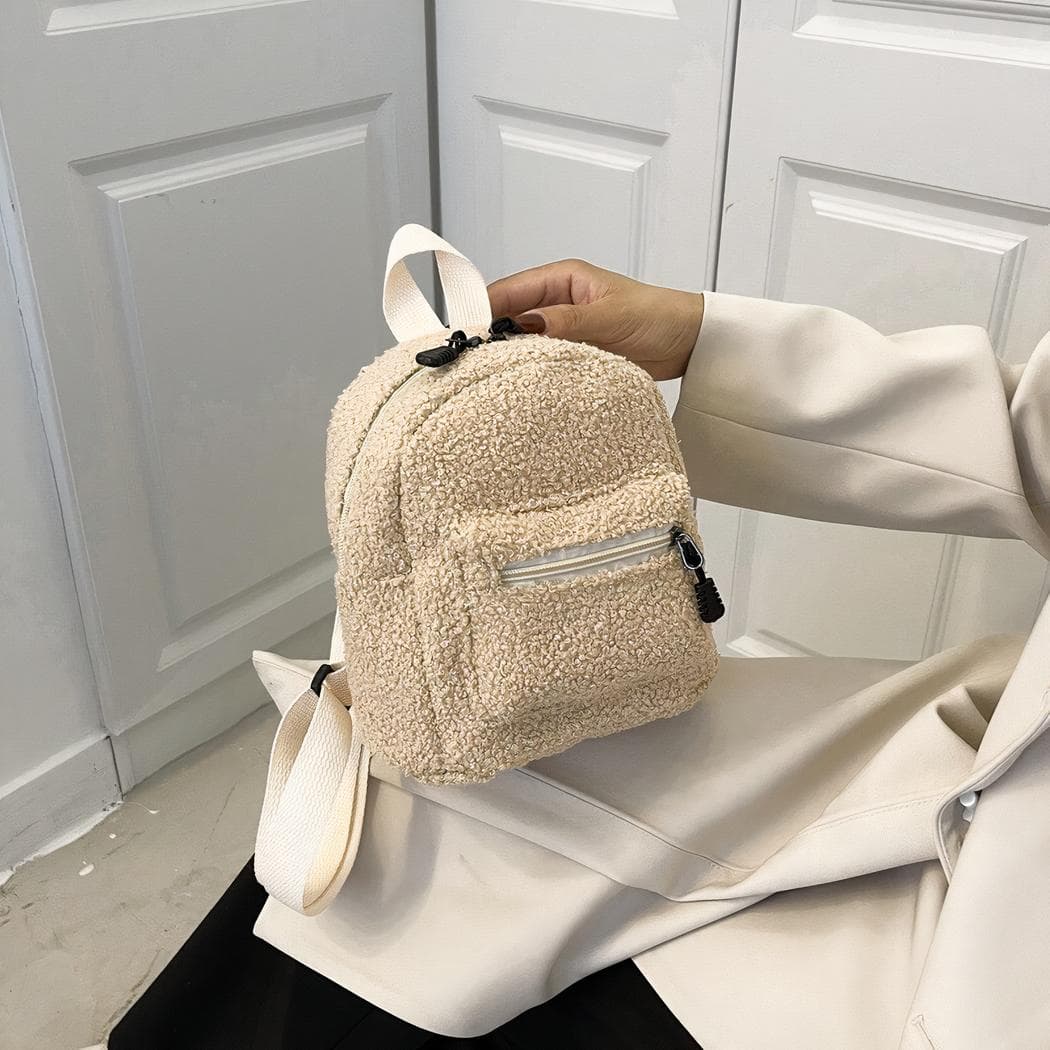 Petit sac à dos en tissu doux avec bretelles réglables - beige