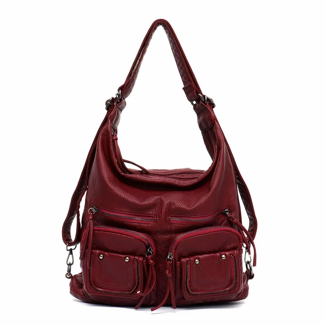 Sac à dos à bandoulière en similicuir - rouge
