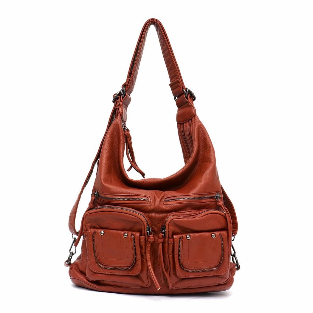 Sac à dos à bandoulière en similicuir - marron