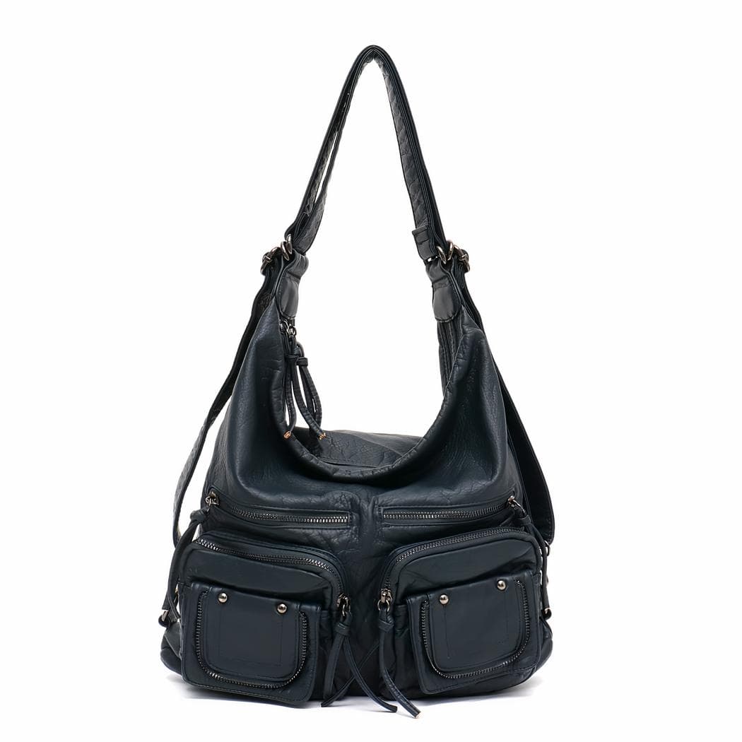 Sac à dos à bandoulière en similicuir - bleu