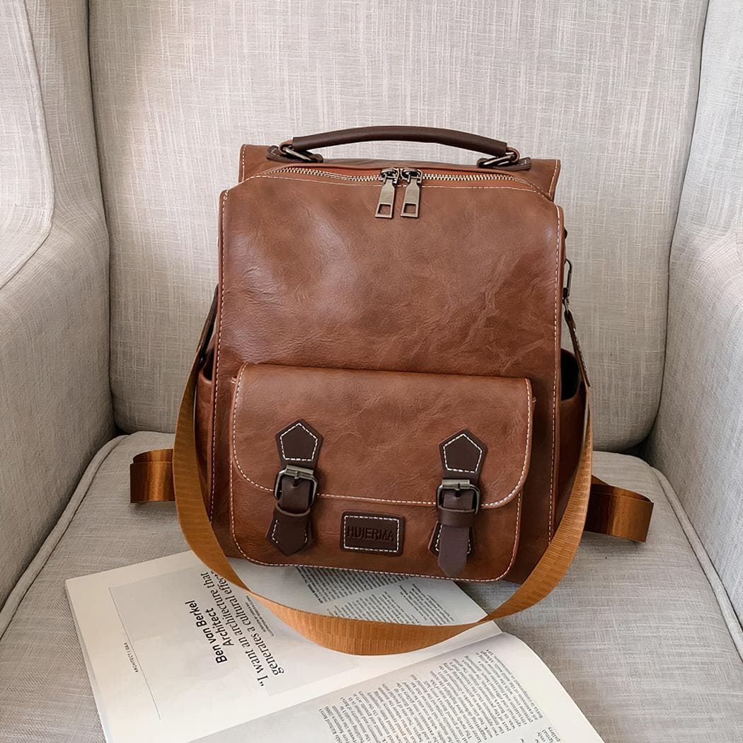 Sac à dos vintage en similicuir - beige