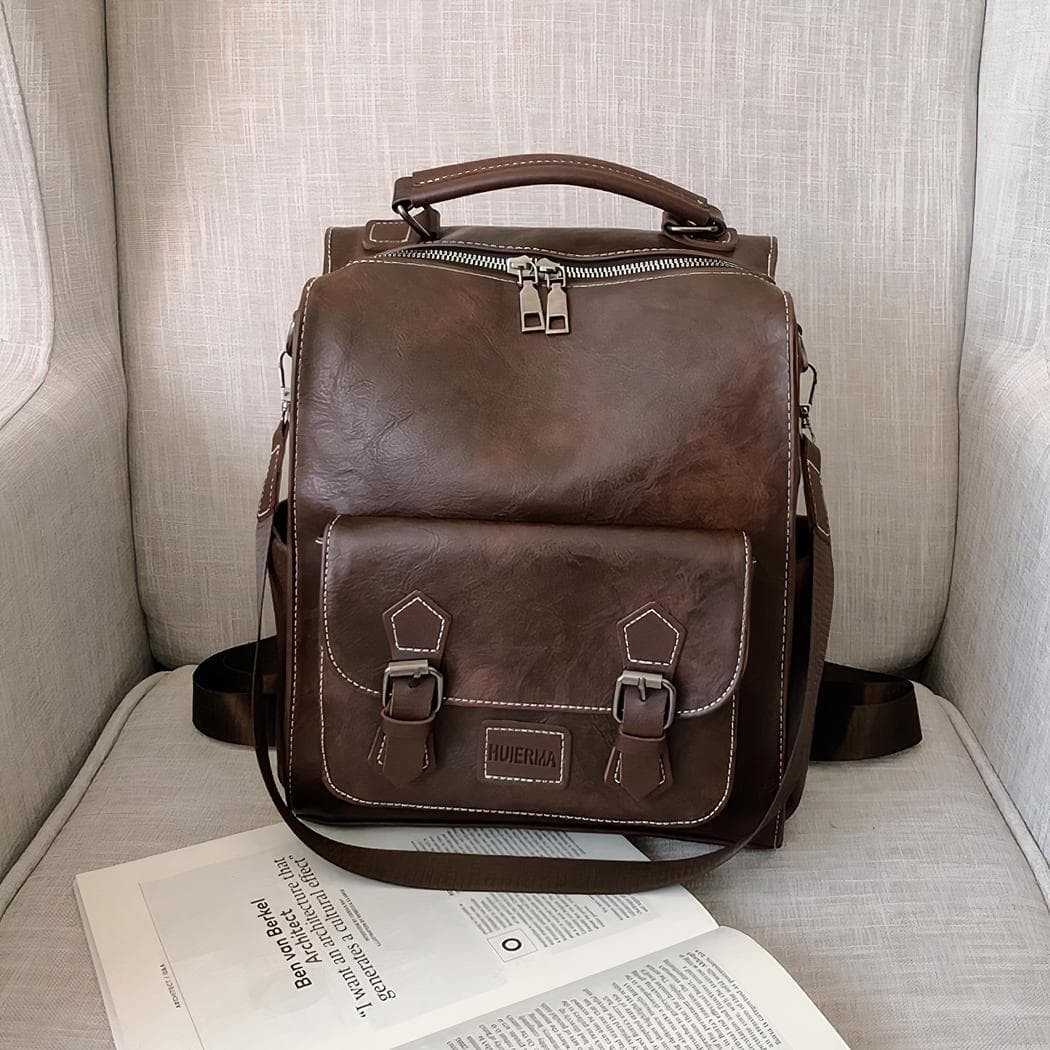 Sac à dos vintage en similicuir - marron