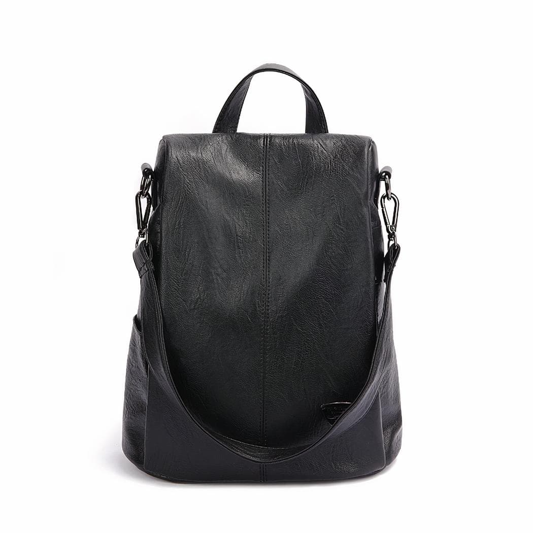 Sac à dos original en cuir véritable pour femme - noir
