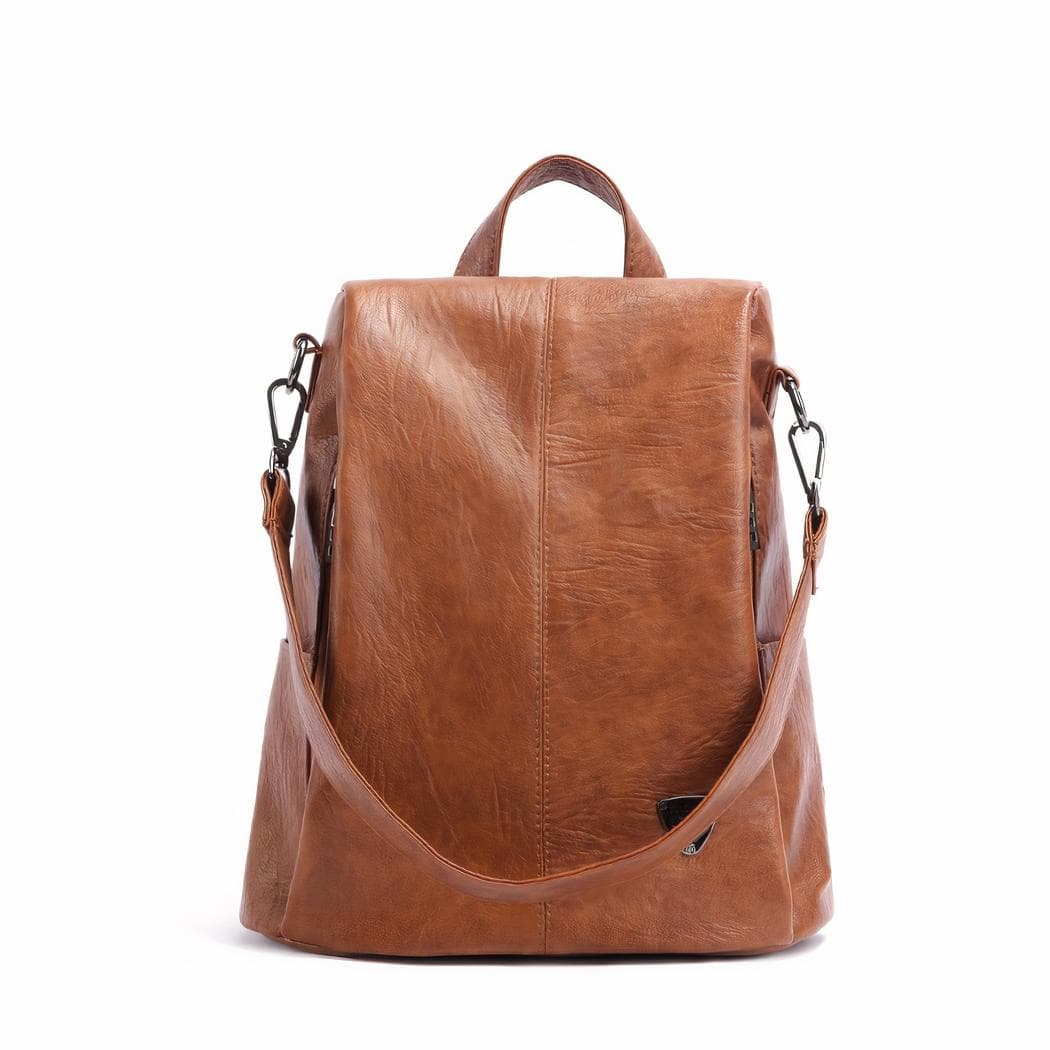 Sac à dos original en cuir véritable pour femme - marron