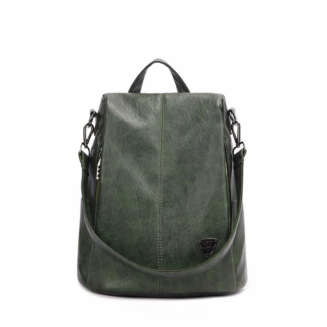 Sac à dos original en cuir véritable pour femme - vert