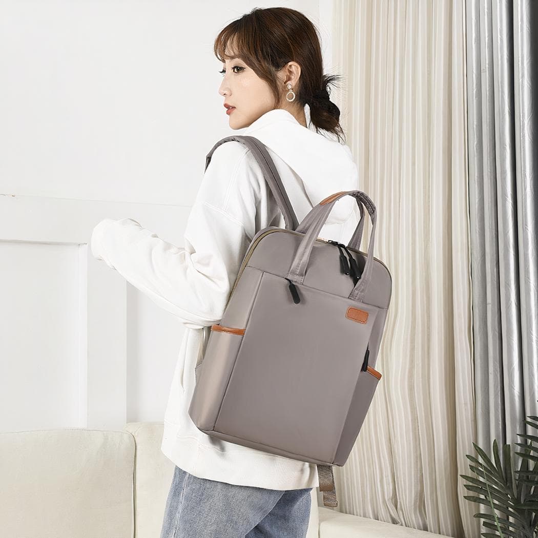 Sac à dos ordinateur étanche pour femme d'affaires - gris