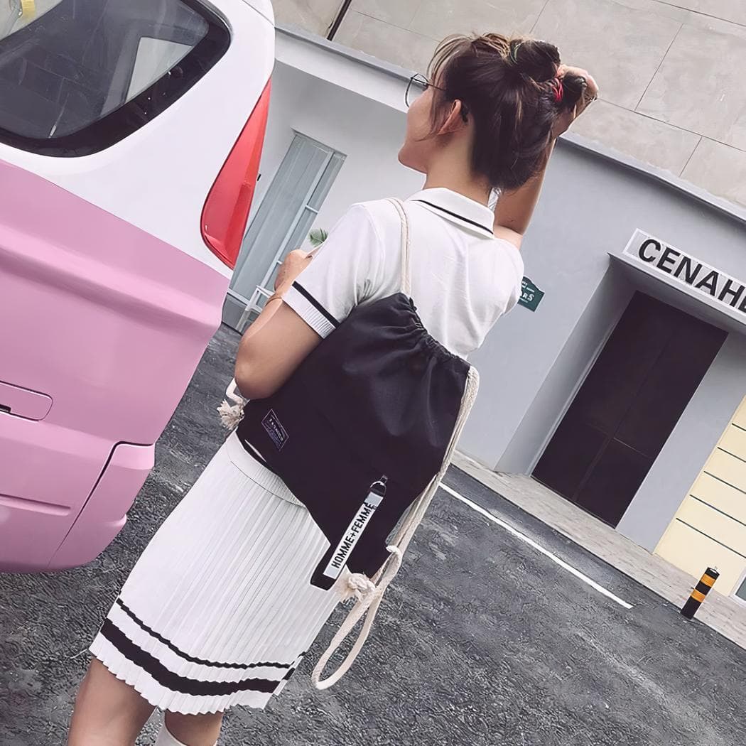Sac à dos en toile pour femme - noir