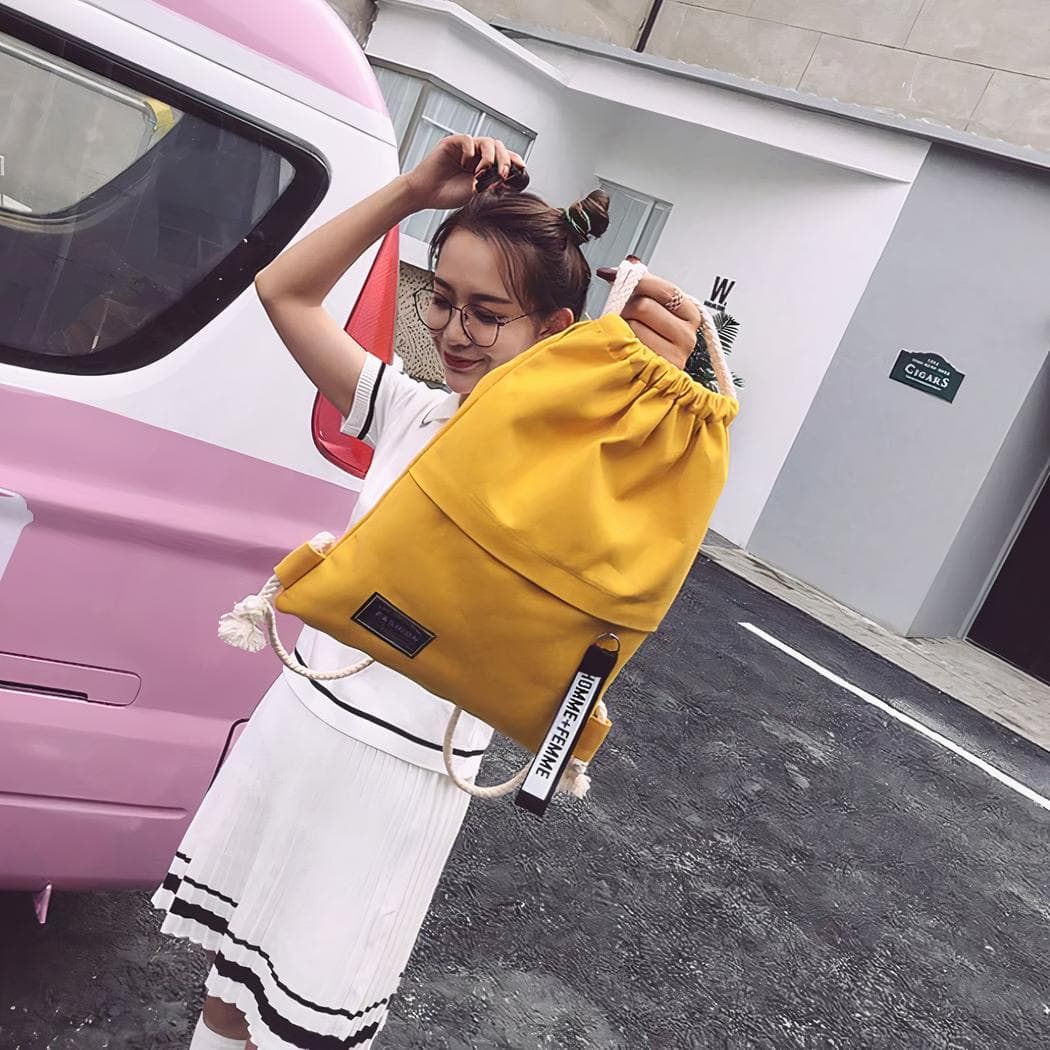 Sac à dos en toile pour femme - jaune