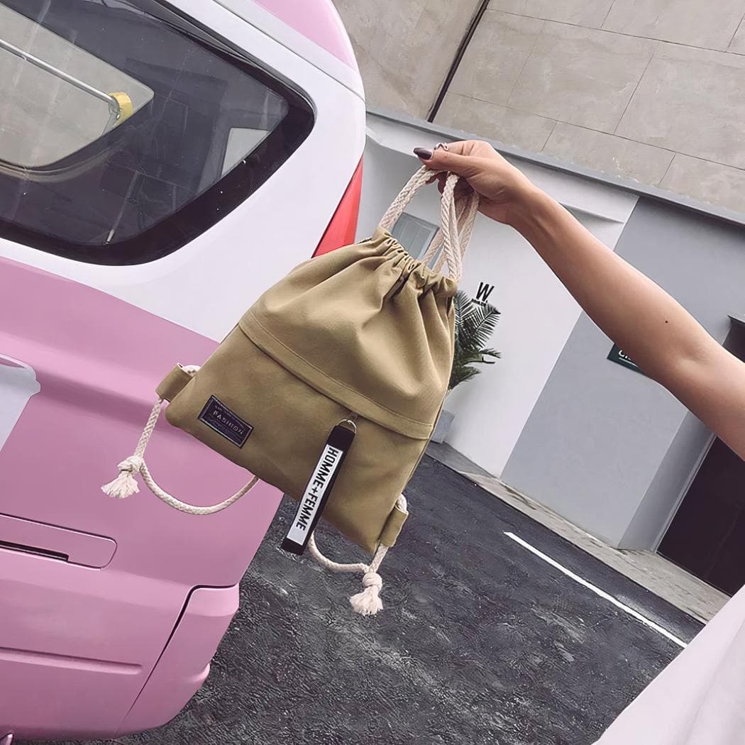 Sac à dos en toile pour femme - marron
