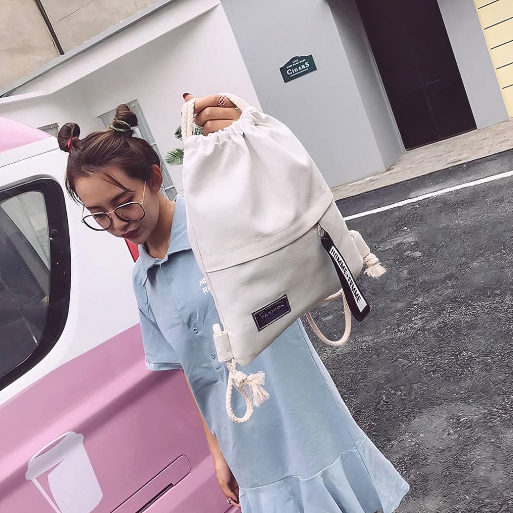 Sac à dos en toile pour femme - blanc