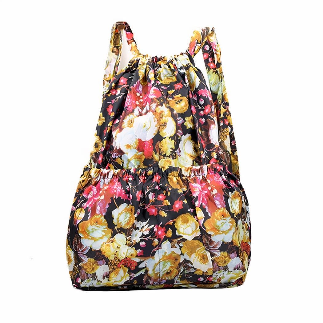 Sac à dos vintage à cordon de serrage grande capacité - jaune