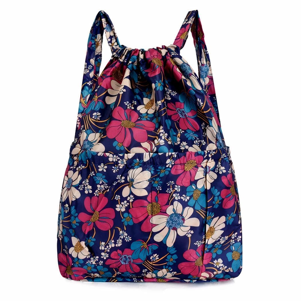 Sac à dos vintage à cordon de serrage grande capacité - rose