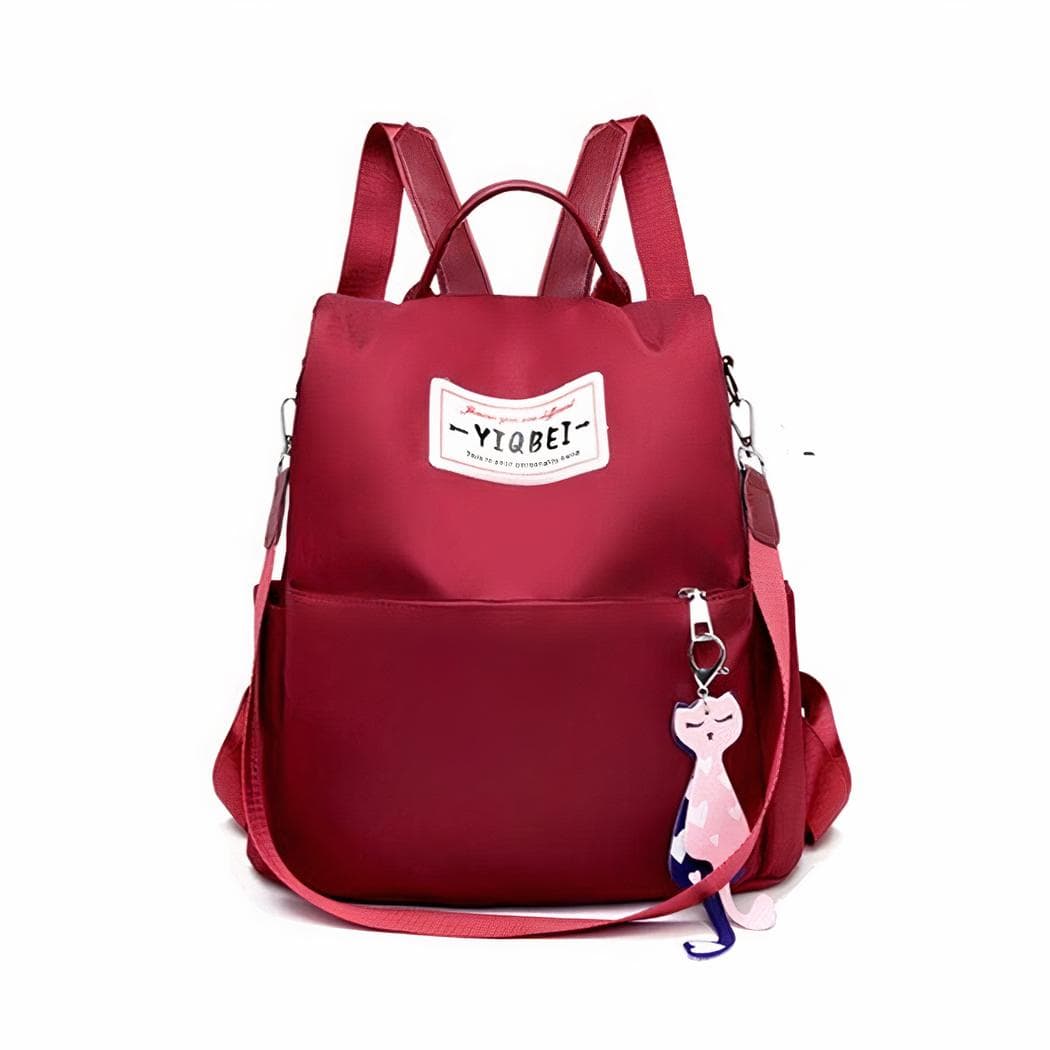 Sac à dos antivol de couleur uni pour femme - rouge