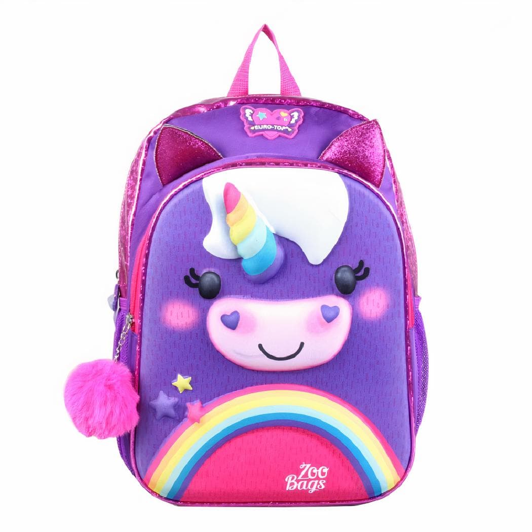 Mini sac à dos licorne multicolore pour filles - violet