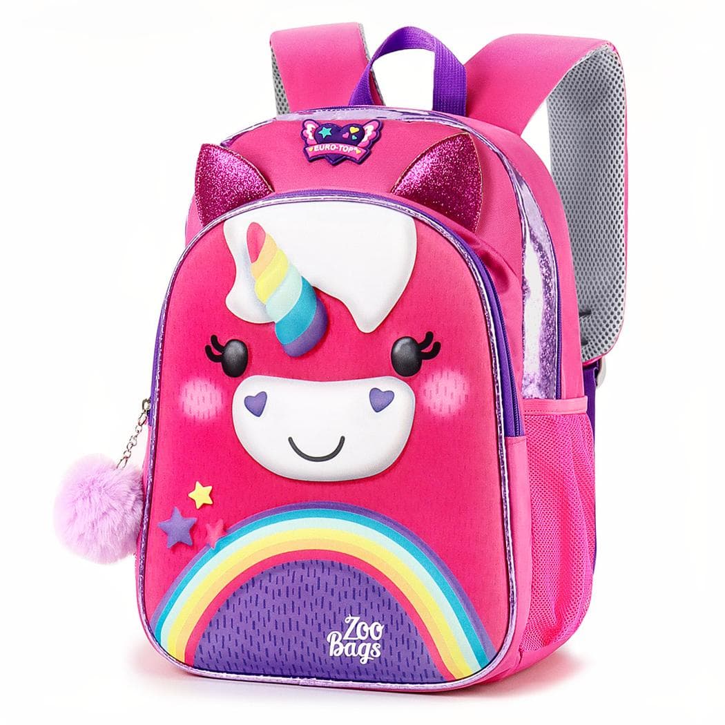 Mini sac à dos licorne multicolore pour filles - rose