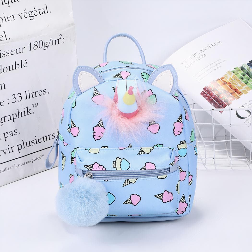 Sac à dos avec des détails de licornes et glaces - bleu