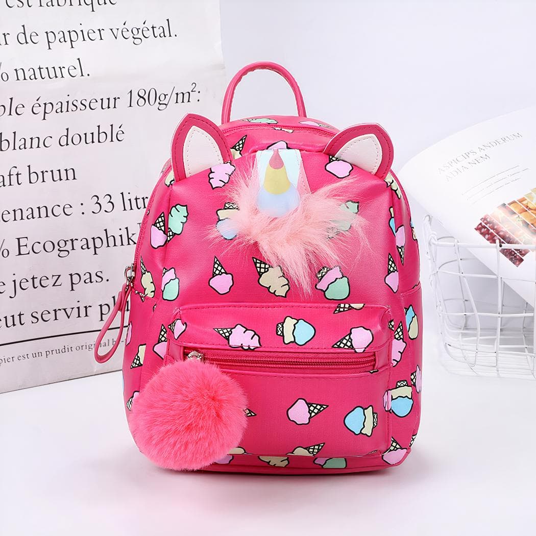 Sac à dos avec des détails de licornes et glaces - rose-fonce