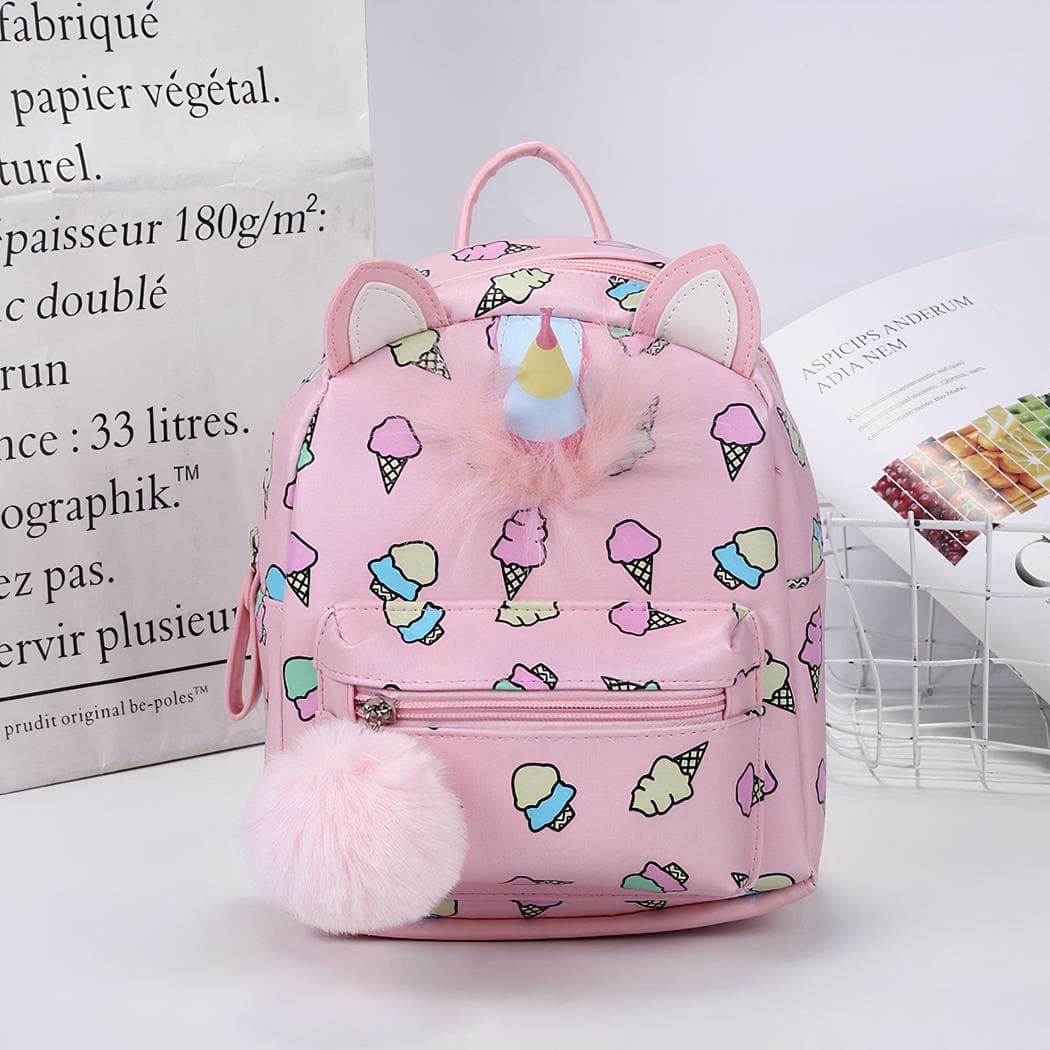Sac à dos avec des détails de licornes et glaces - rose