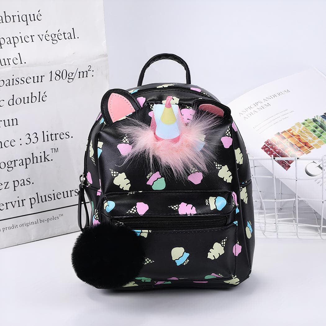 Sac à dos avec des détails de licornes et glaces - noir