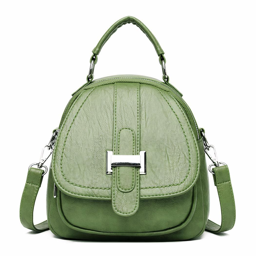 Mini sac à dos en cuir multipoche pour femme - vert