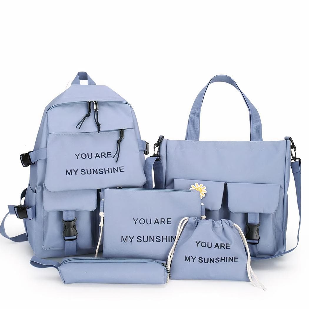 Ensemble de sac à dos en toile pour adolescentes et femmes - bleu