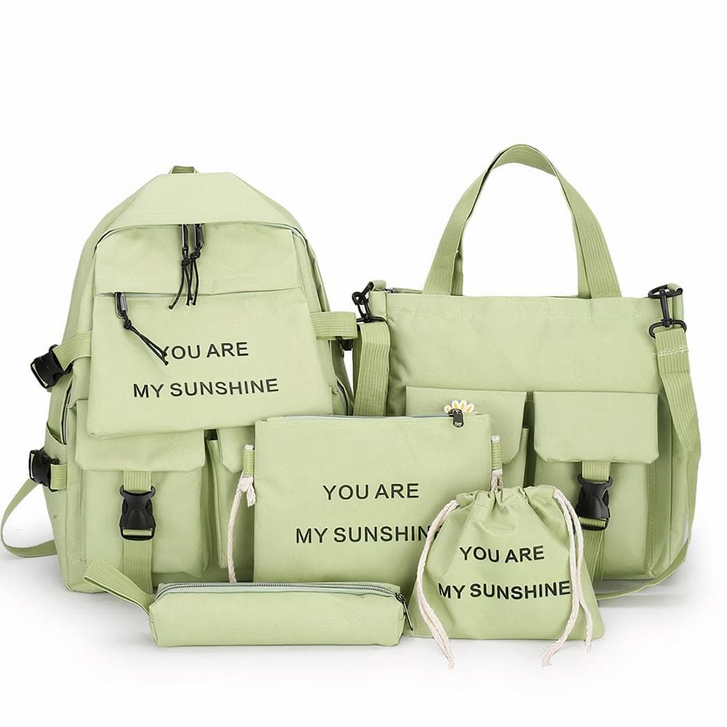 Ensemble de sac à dos en toile pour adolescentes et femmes - vert