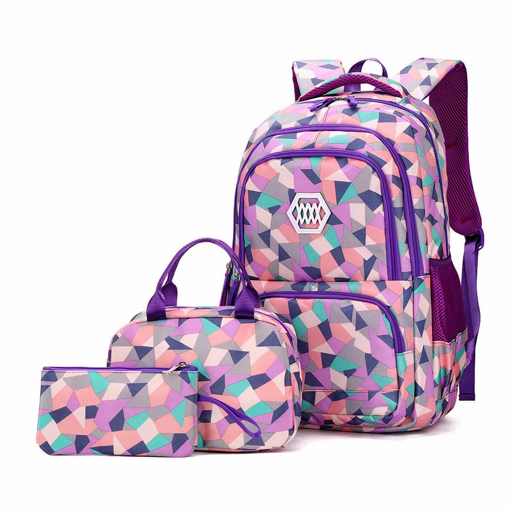 Sac à dos motif géométrique 3D pour adolescente - violet,s