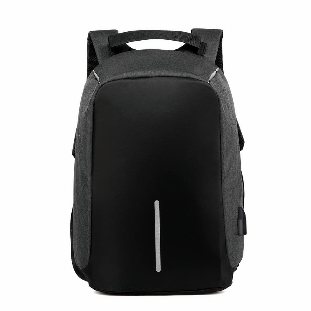 Sac à dos anti-vol imperméable et réfléchissant avec charge USB - noir