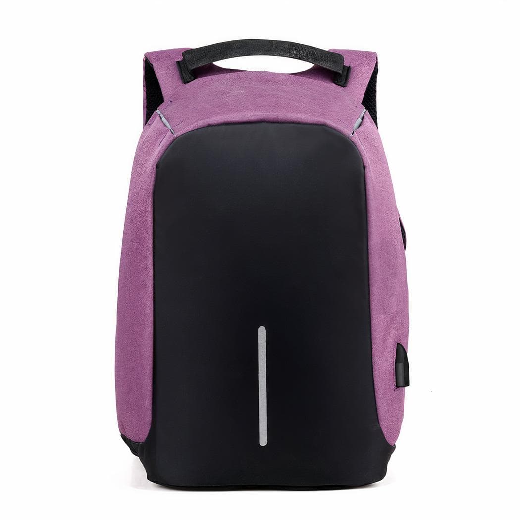 Sac à dos anti-vol imperméable et réfléchissant avec charge USB - violet