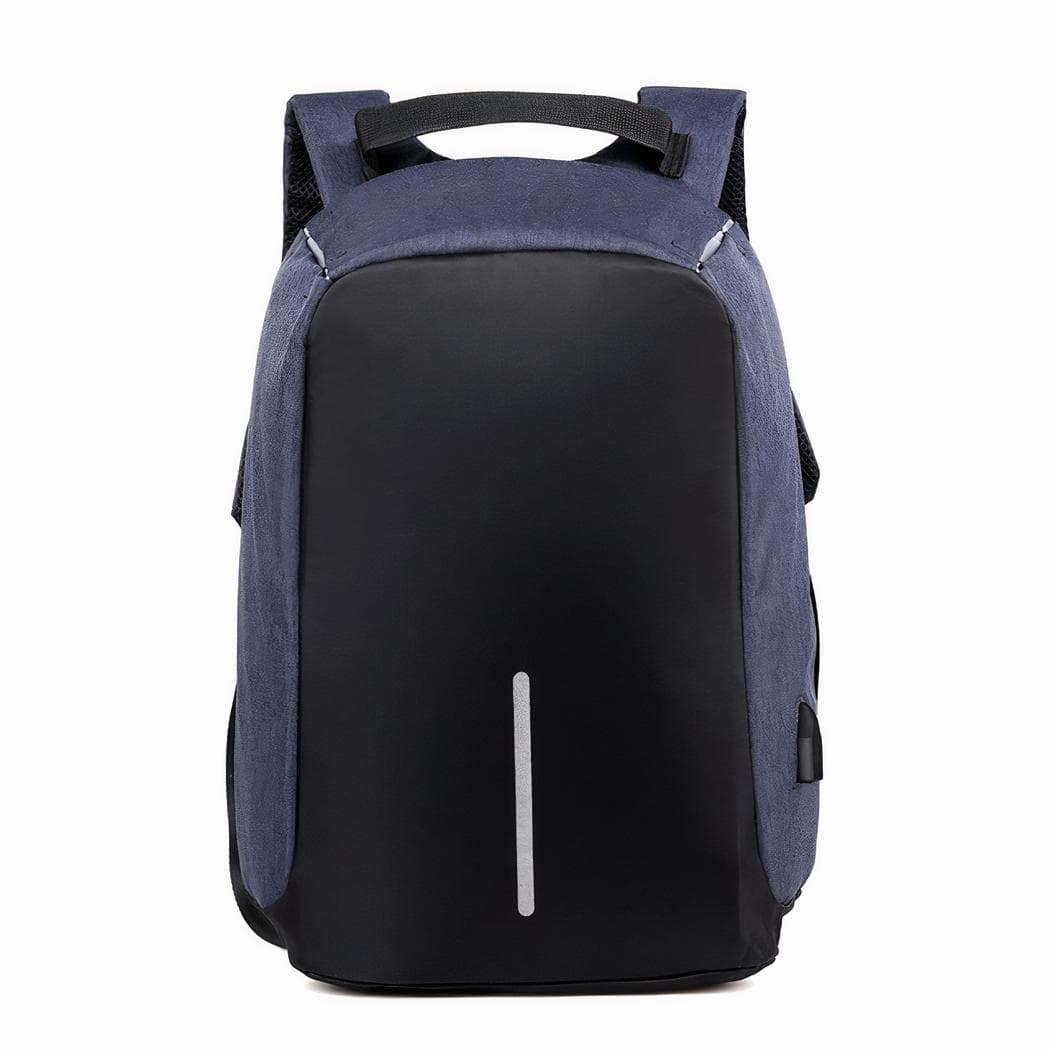 Sac à dos anti-vol imperméable et réfléchissant avec charge USB - bleu