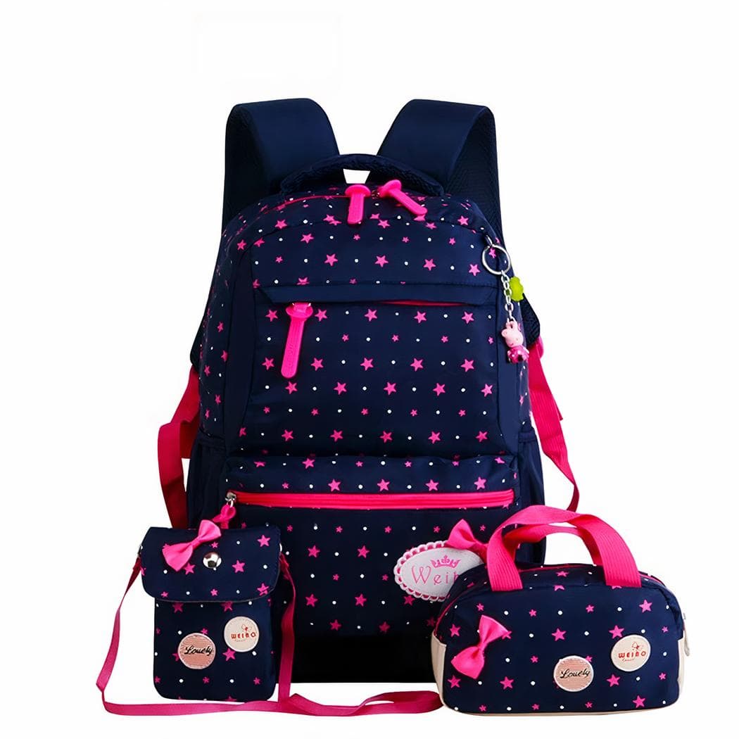 Sac à dos girly avec accessoires assortis - noir