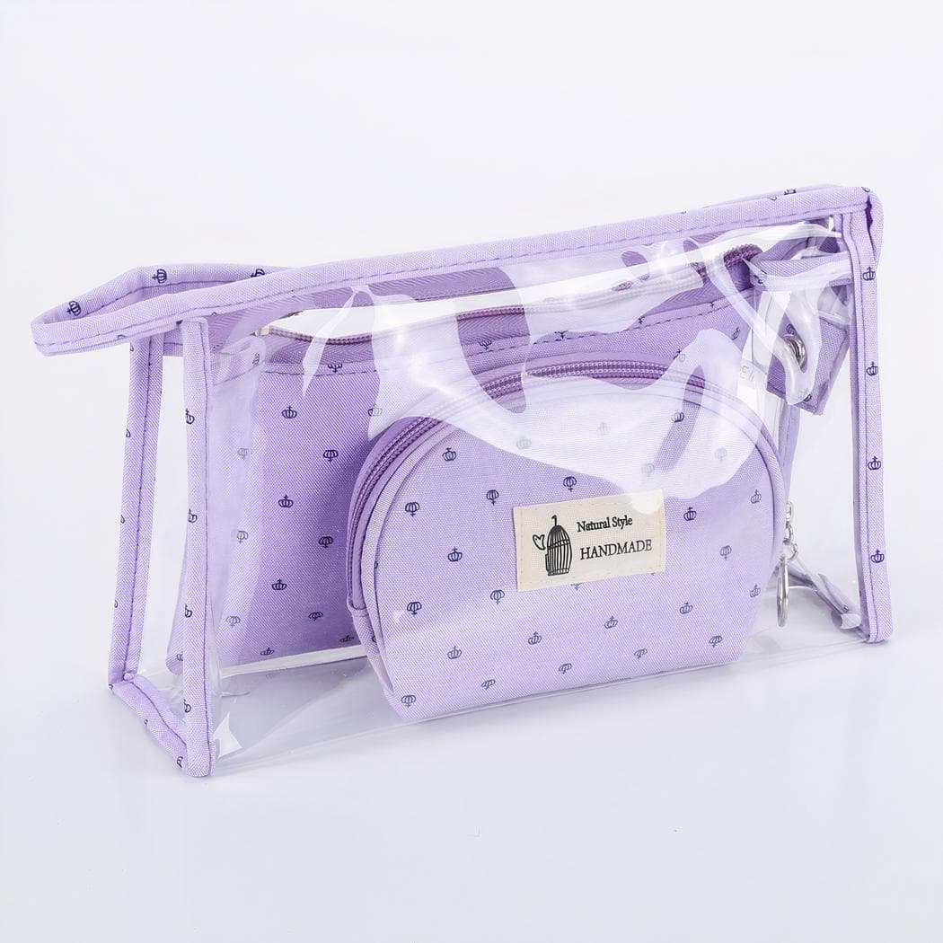 Ensemble de 3 trousses de maquillage pour femme - violet