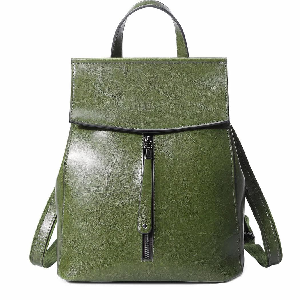 Sac à dos en cuir style vintage pour femme - vert